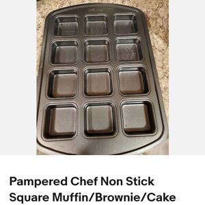 Pampered Chef Non-Stick Square Muffin Pan NWOT